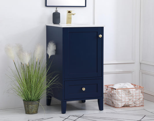 18 inch Single Bathroom Vanity in Blue - BC1901834BL