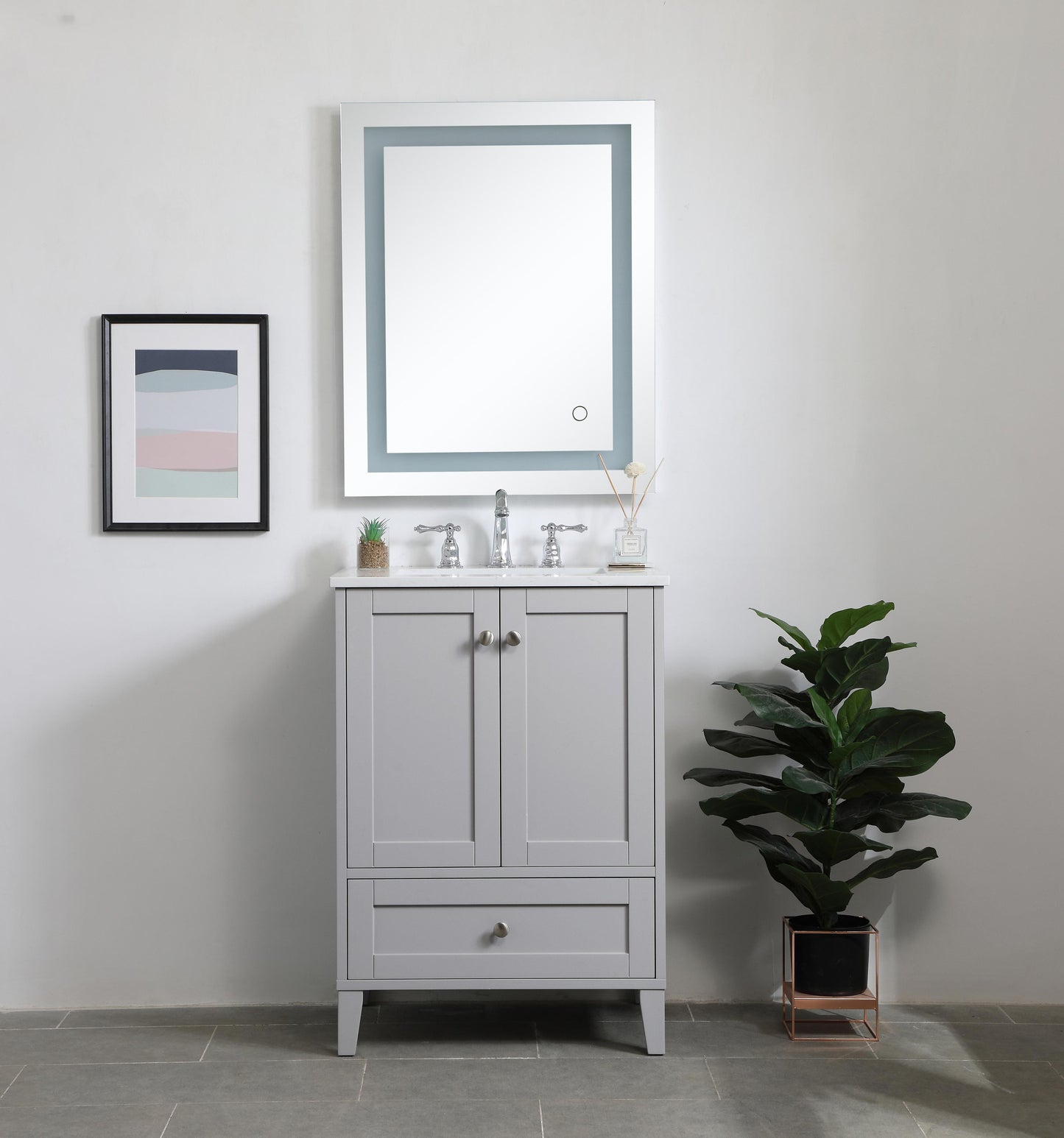 24 inch Single Bathroom Vanity in Grey - BC1902434GR