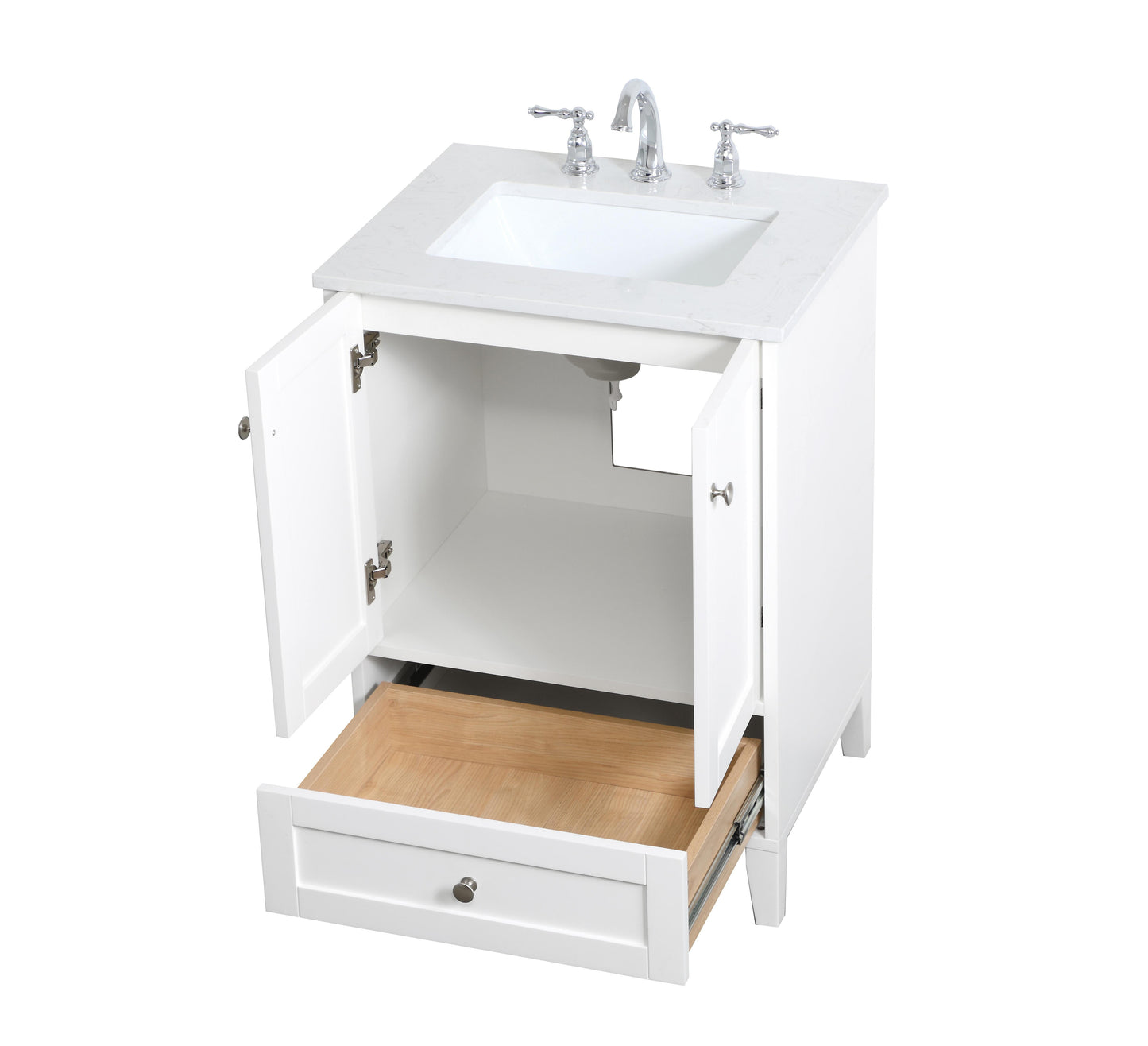 24 inch Single Bathroom Vanity in White - BC1902434WH