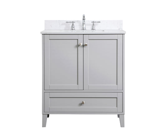 30 inch Single Bathroom Vanity in Grey with Backsplash - BC1903034GR-BS