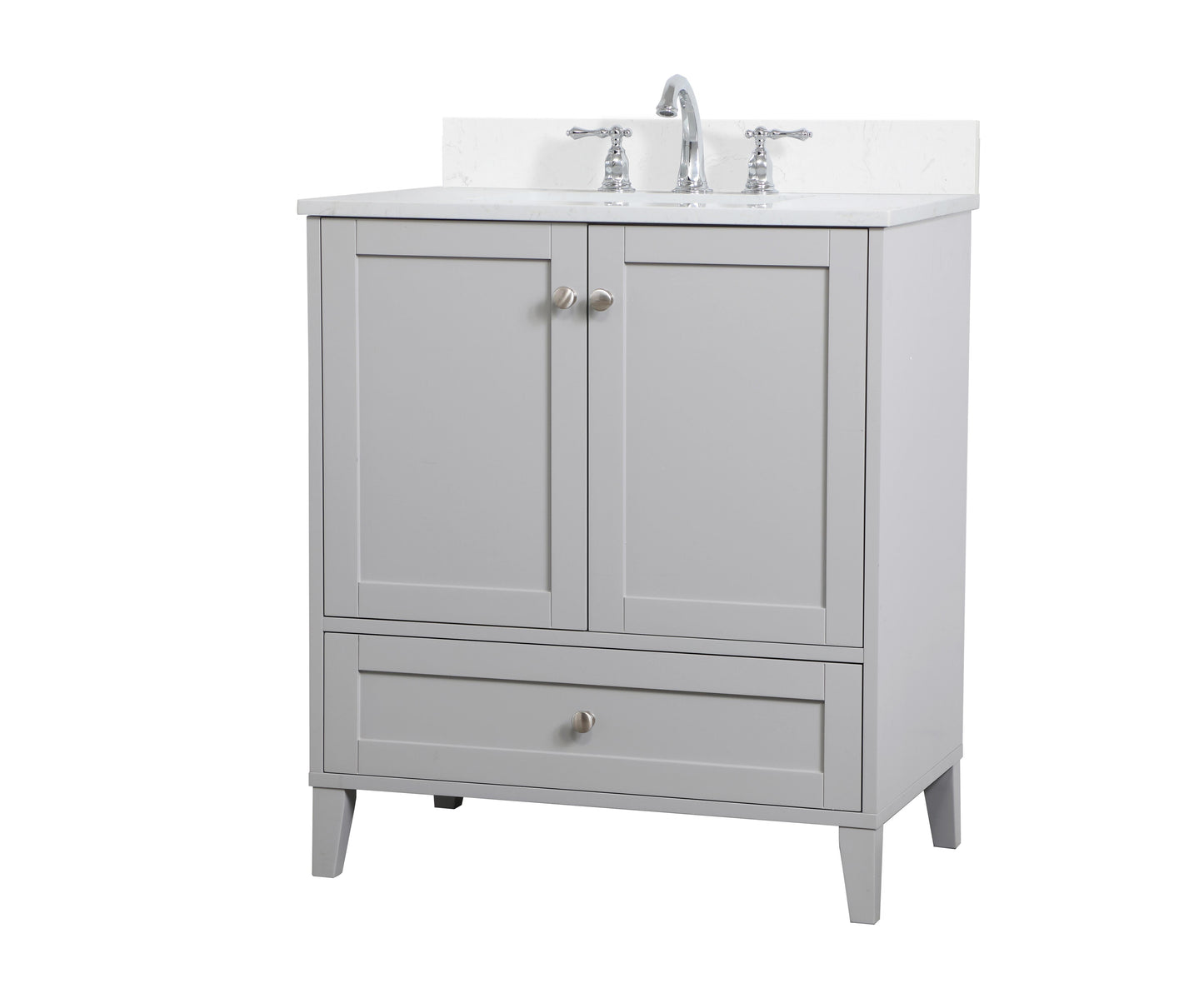 30 inch Single Bathroom Vanity in Grey with Backsplash - BC1903034GR-BS