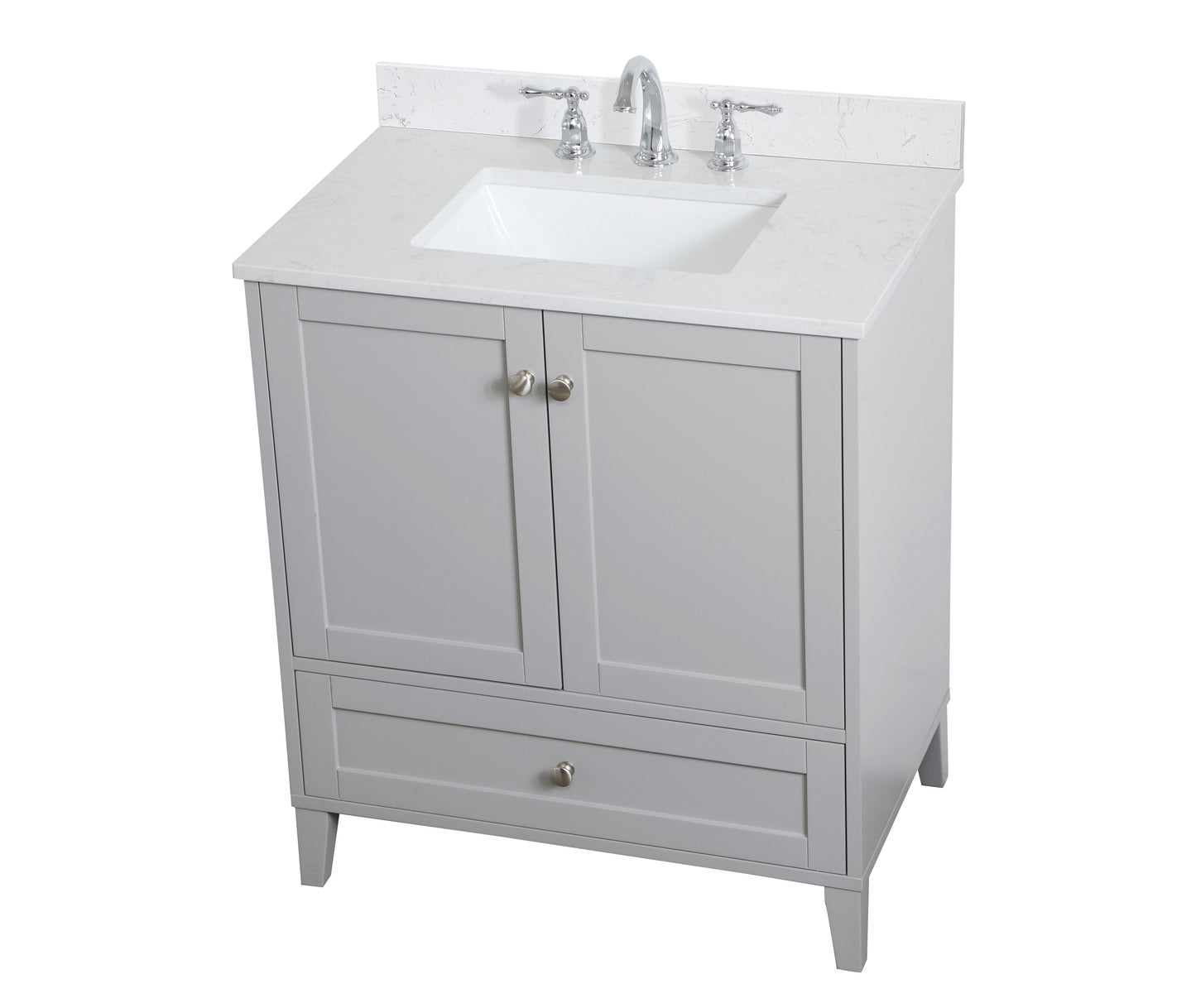 30 inch Single Bathroom Vanity in Grey with Backsplash - BC1903034GR-BS