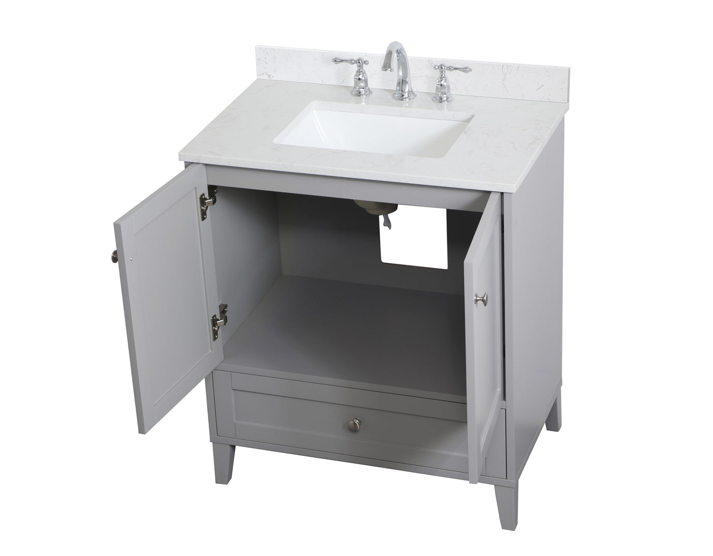 30 inch Single Bathroom Vanity in Grey with Backsplash - BC1903034GR-BS