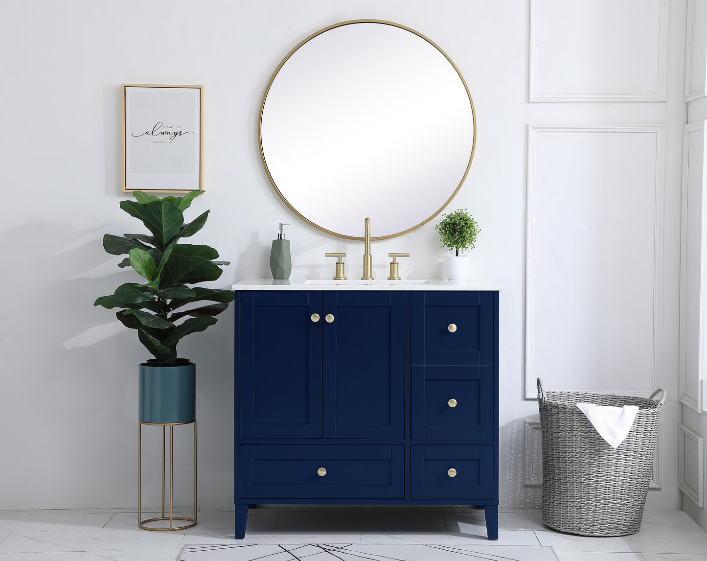 36 inch Single Bathroom Vanity in Blue - BC1903634BL