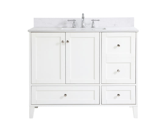 42 inch Single Bathroom Vanity in White with Backsplash - BC1904234WH-BS