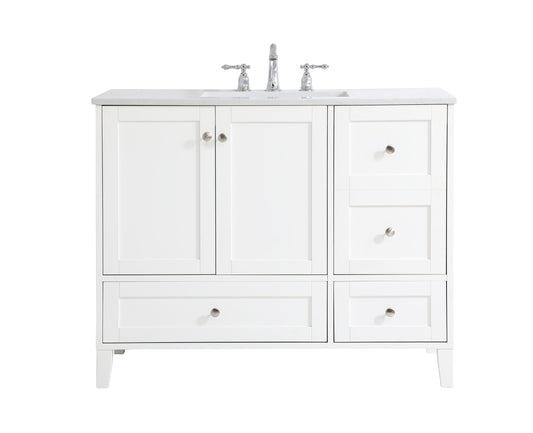 42 inch Single Bathroom Vanity in White - BC1904234WH