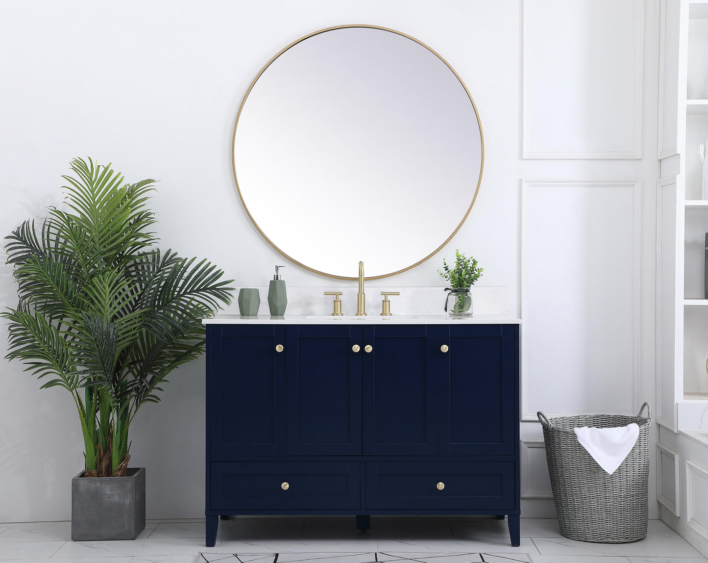 48 inch Single Bathroom Vanity in Blue with Backsplash - BC1904834BL-BS