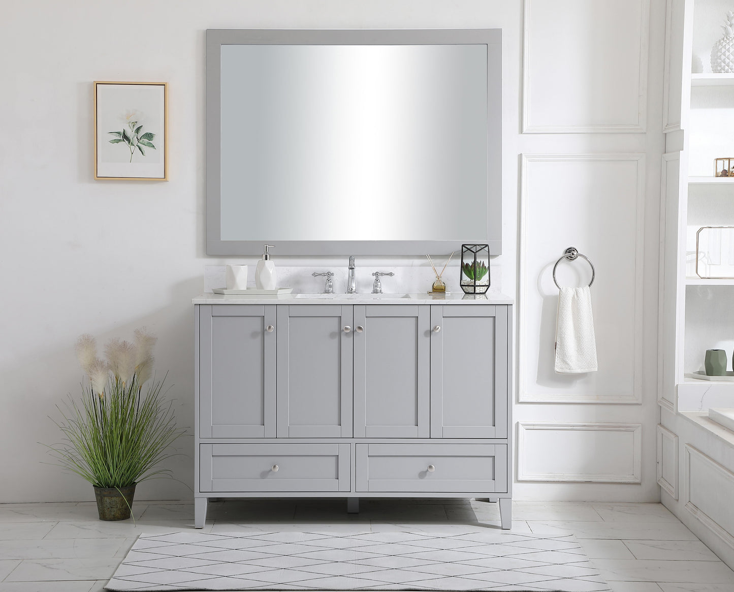 48 inch Single Bathroom Vanity in Grey with Backsplash - BC1904834GR-BS