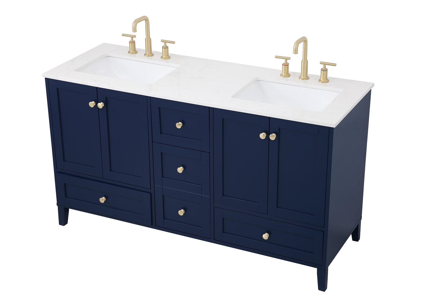 60 inch Double Bathroom Vanity in Blue - BC190D6034BL