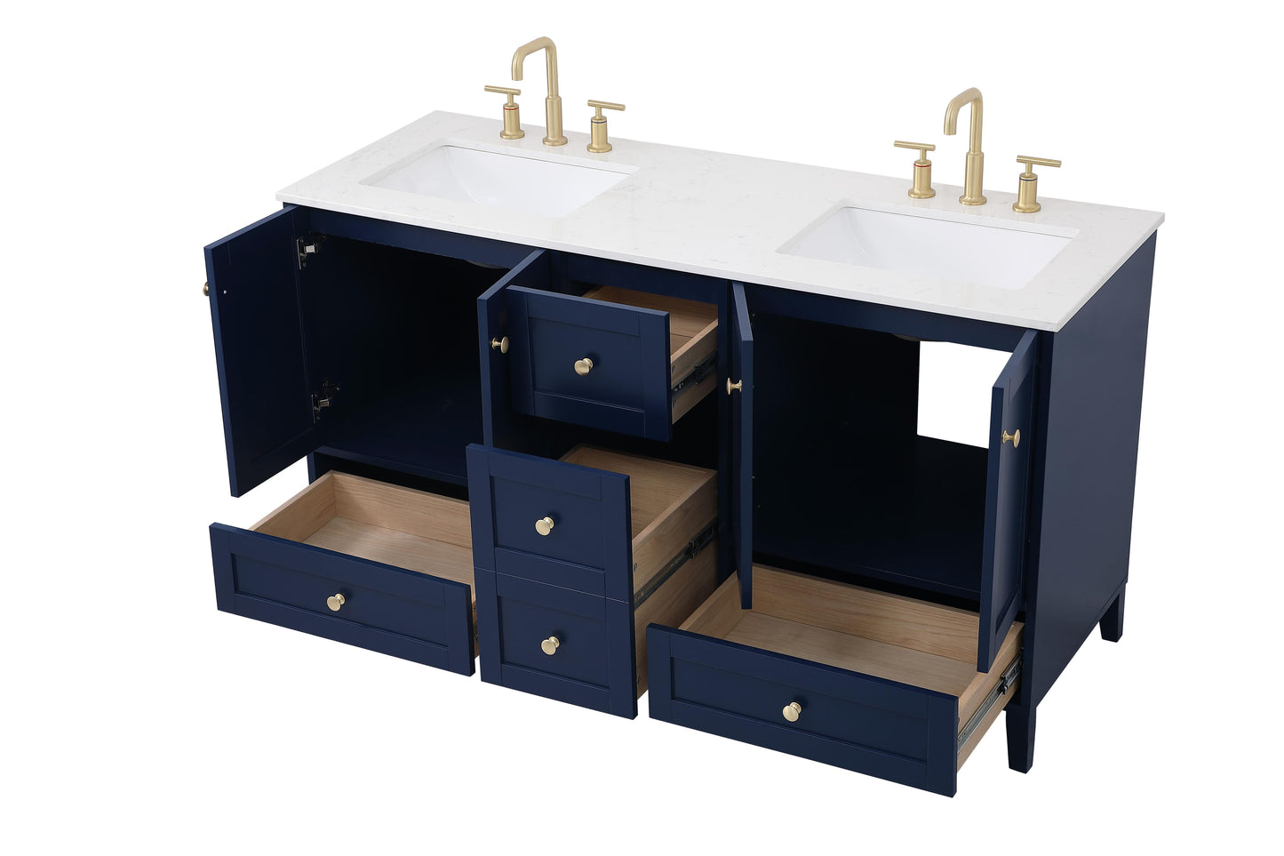 60 inch Double Bathroom Vanity in Blue - BC190D6034BL