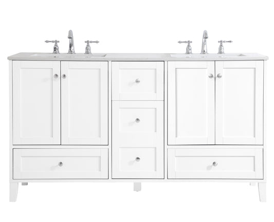 60 inch Double Bathroom Vanity in White - BC190D6034WH