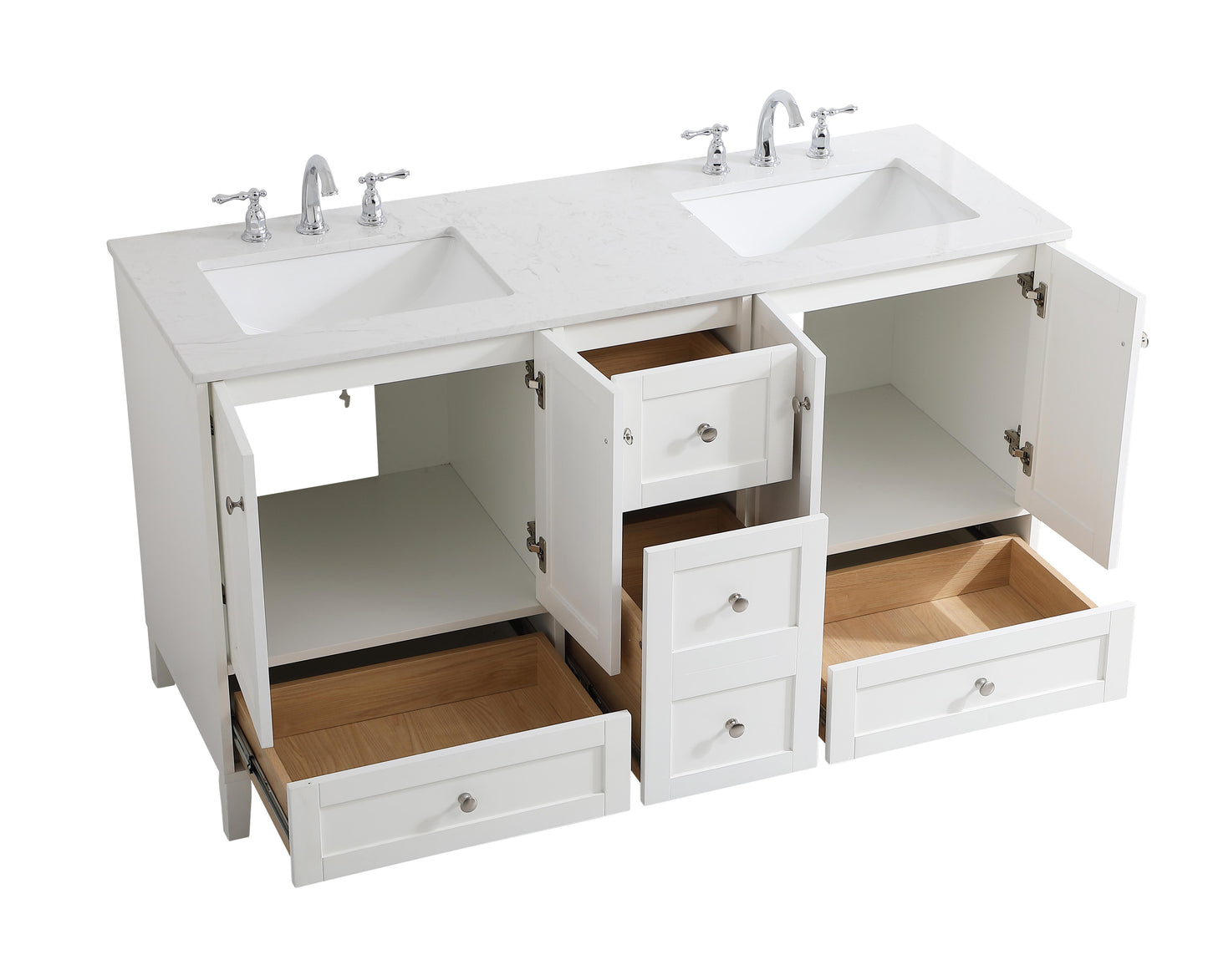 60 inch Double Bathroom Vanity in White - BC190D6034WH