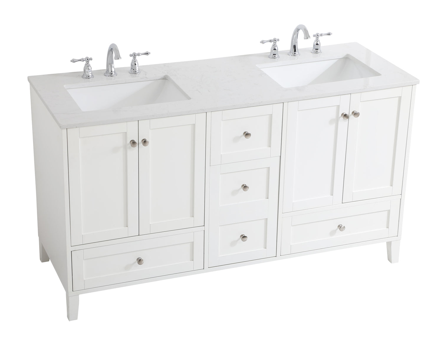 60 inch Double Bathroom Vanity in White - BC190D6034WH