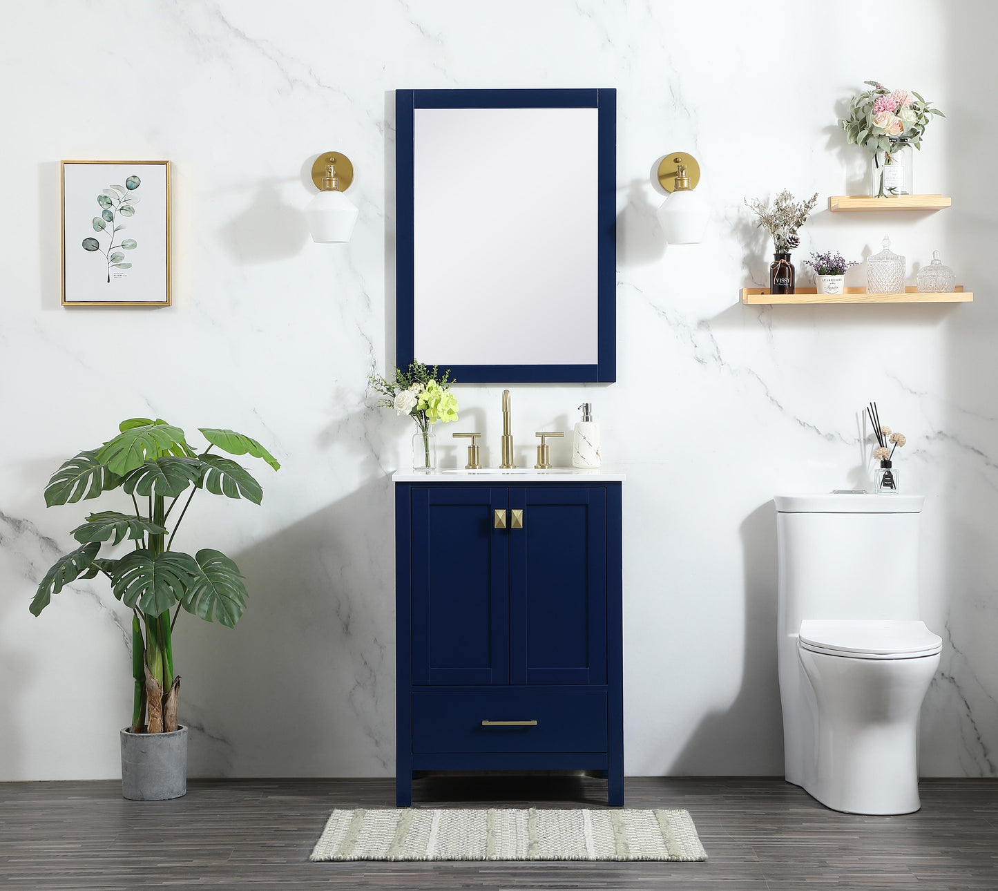 24 inch Single Bathroom Vanity in Blue - BC2002434BL