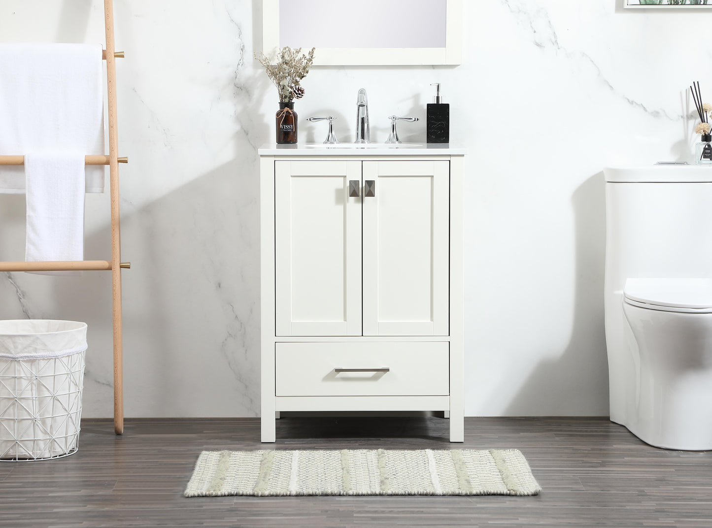 24 inch Single Bathroom Vanity in White - BC2002434WH