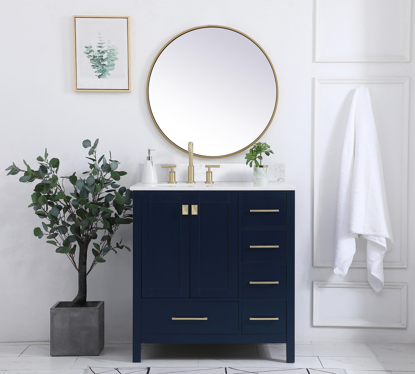 32 inch Single Bathroom Vanity in Blue with Backsplash - BC2003234BL-BS