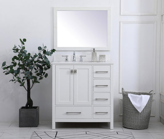 32 inch Single Bathroom Vanity in White with Backsplash - BC2003234WH-BS