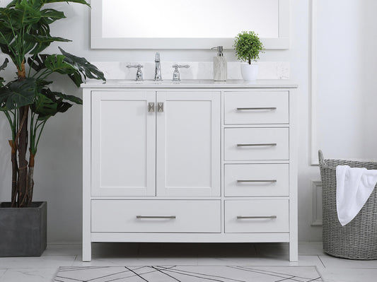 42 inch Single Bathroom Vanity in White with Backsplash - BC2004234WH-BS