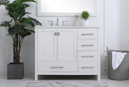 42 inch Single Bathroom Vanity in White - BC2004234WH