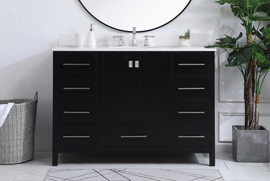 48 inch Single Bathroom Vanity in Black with Backsplash - BC2004834BK-BS