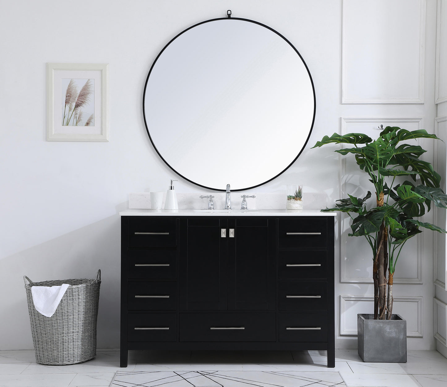 48 inch Single Bathroom Vanity in Black with Backsplash - BC2004834BK-BS