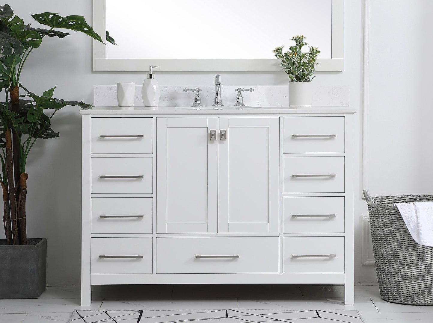 48 inch Single Bathroom Vanity in White with Backsplash - BC2004834WH-BS