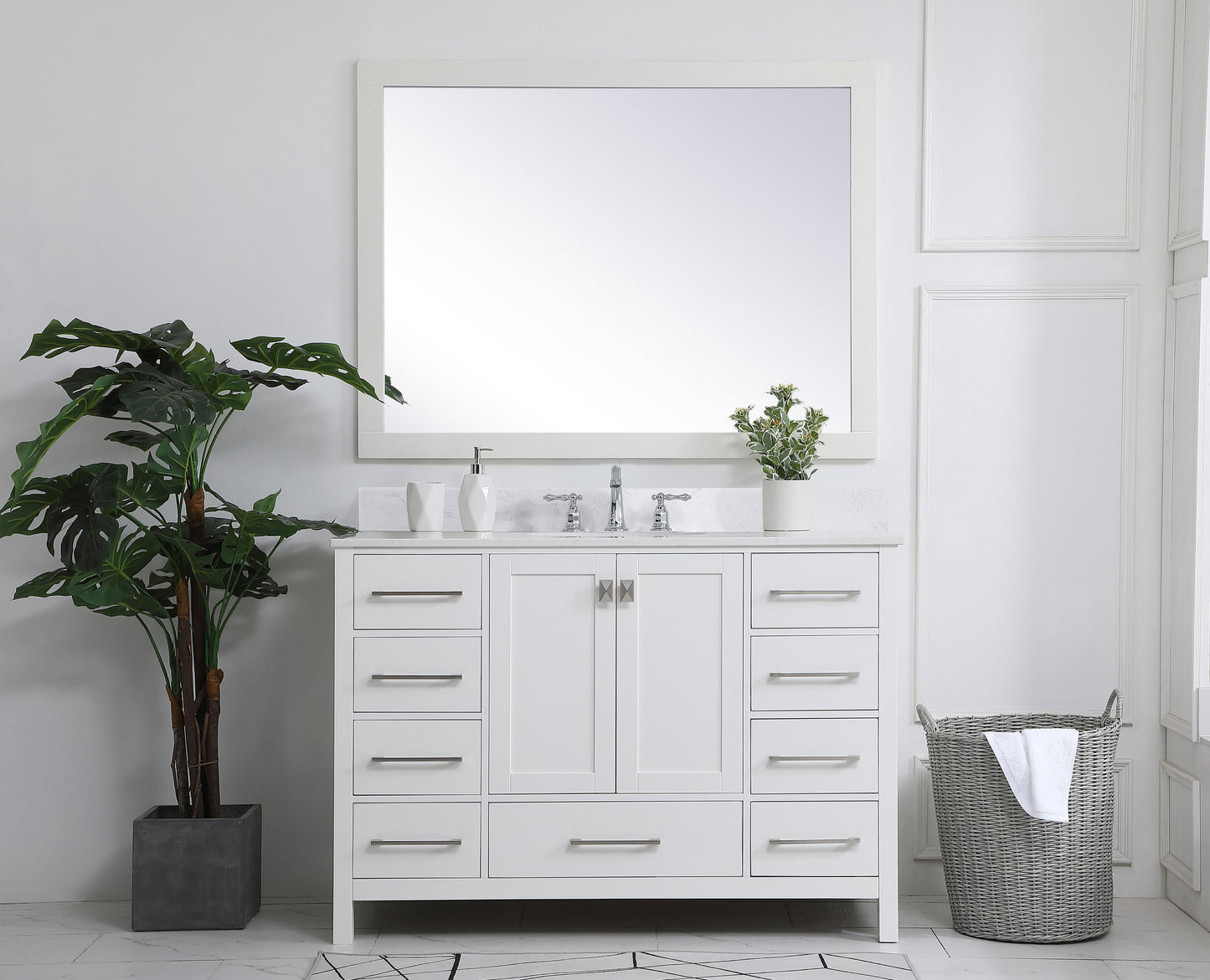 48 inch Single Bathroom Vanity in White with Backsplash - BC2004834WH-BS