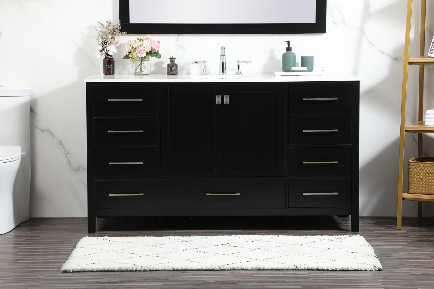 60 inch Single Bathroom Vanity in Black - BC2006034BK