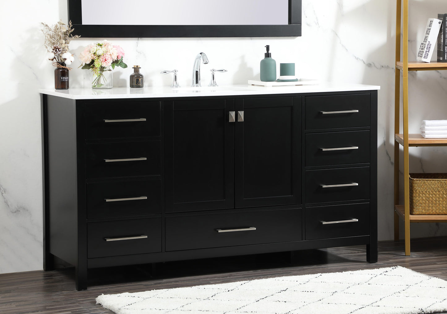 60 inch Single Bathroom Vanity in Black - BC2006034BK