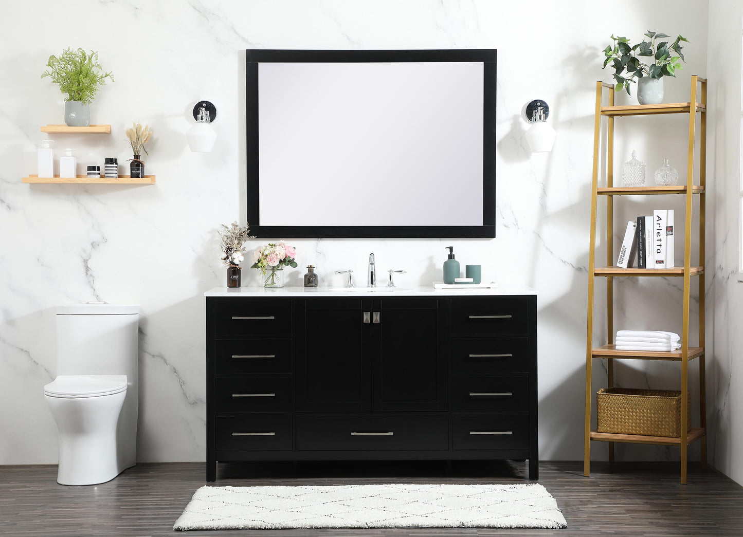 60 inch Single Bathroom Vanity in Black - BC2006034BK