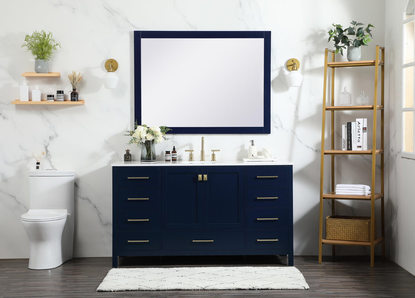 60 inch Single Bathroom Vanity in Blue - BC2006034BL