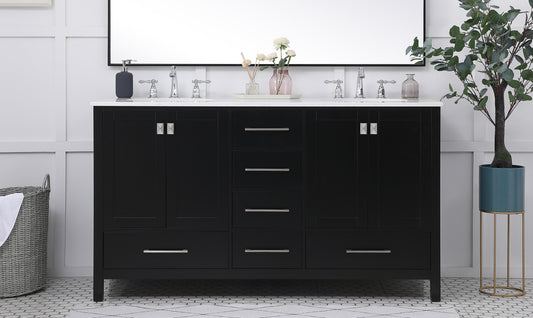 60 inch Double Bathroom Vanity in Black - BC200D6034BK