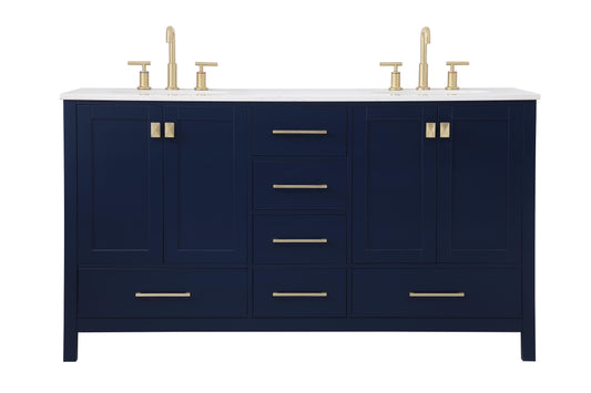 60 inch Double Bathroom Vanity in Blue - BC200D6034BL