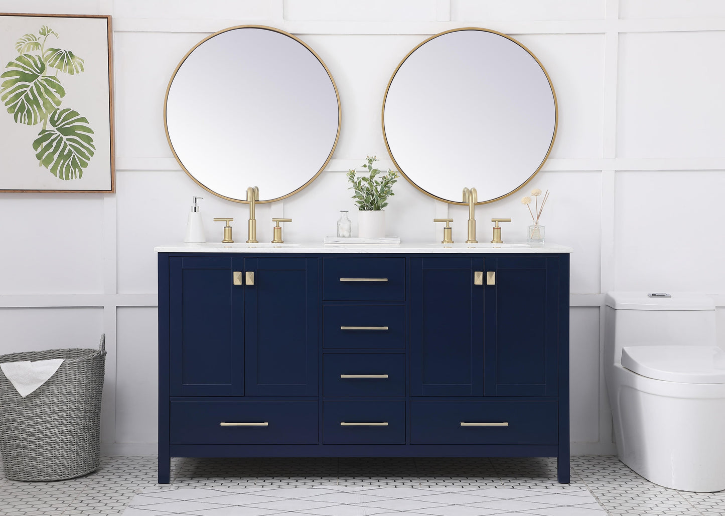 60 inch Double Bathroom Vanity in Blue - BC200D6034BL