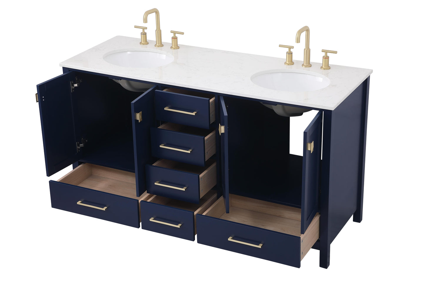 60 inch Double Bathroom Vanity in Blue - BC200D6034BL