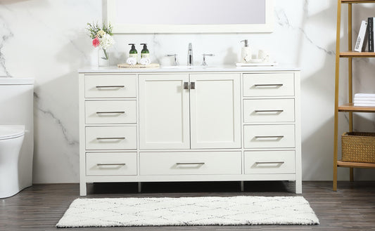 60 inch Single Bathroom Vanity in White - BC2006034WH