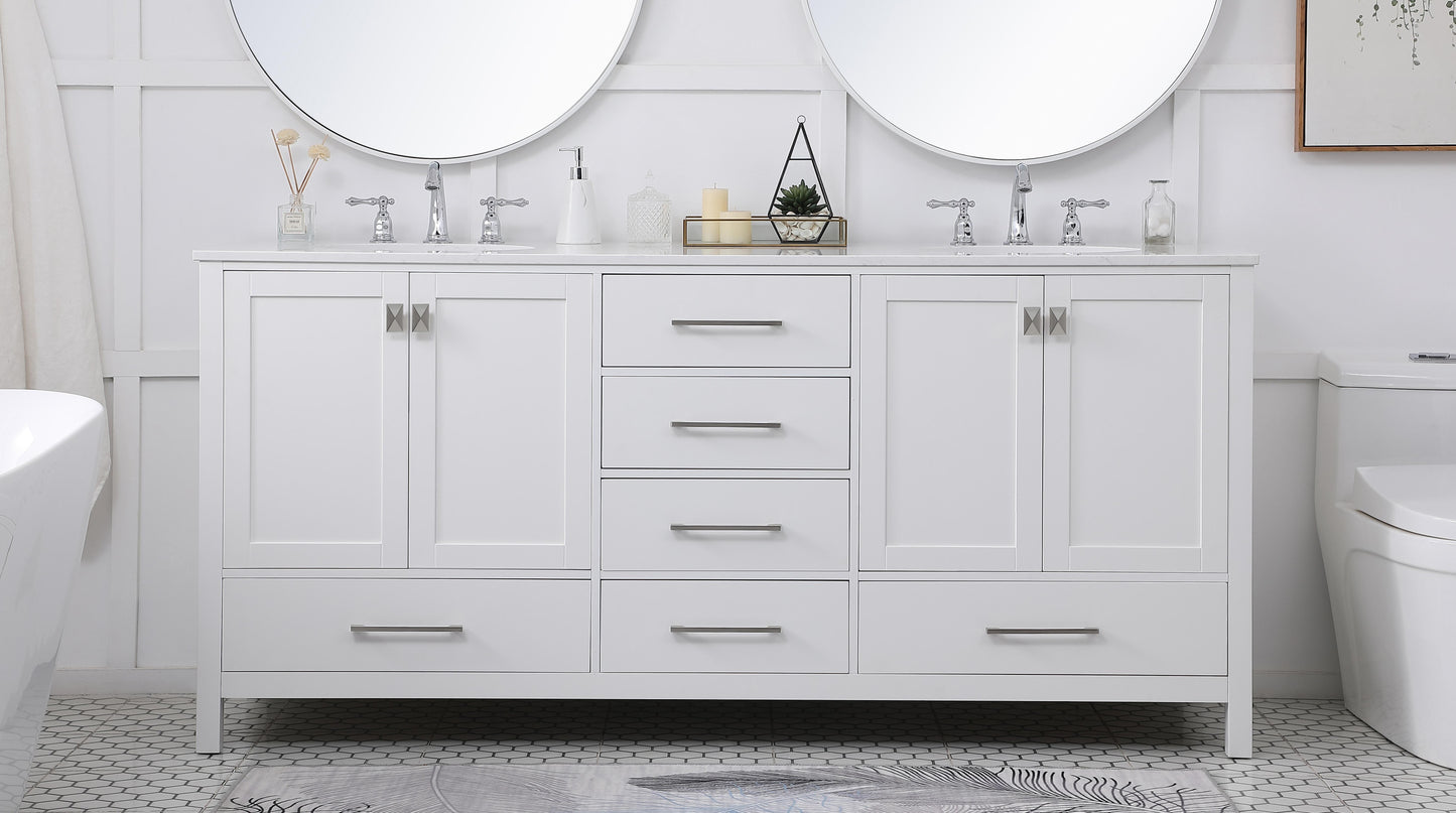 72 inch Double Bathroom Vanity in White - BC200D7234WH