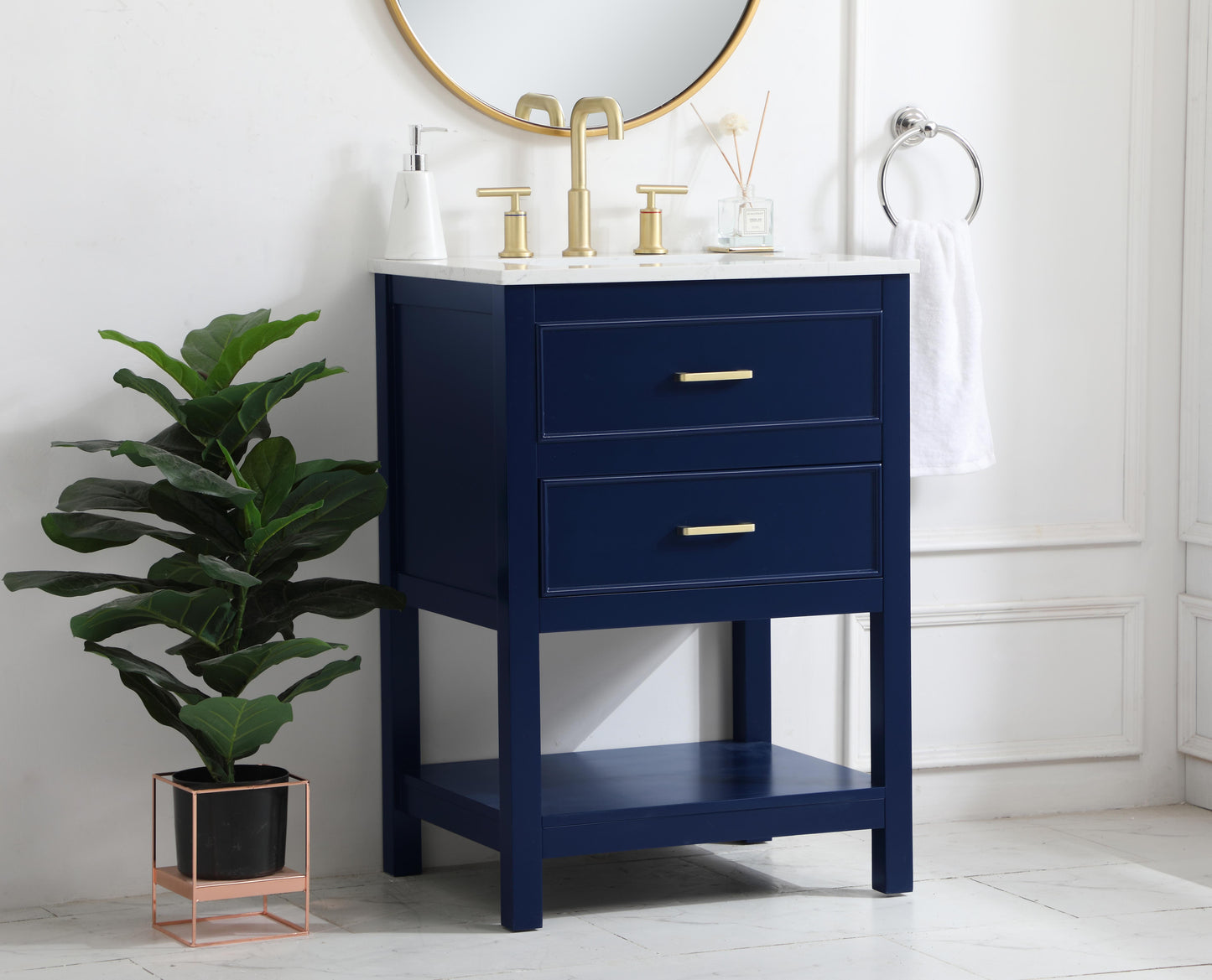 24 inch Single Bathroom Vanity in Blue - BC2102434BL