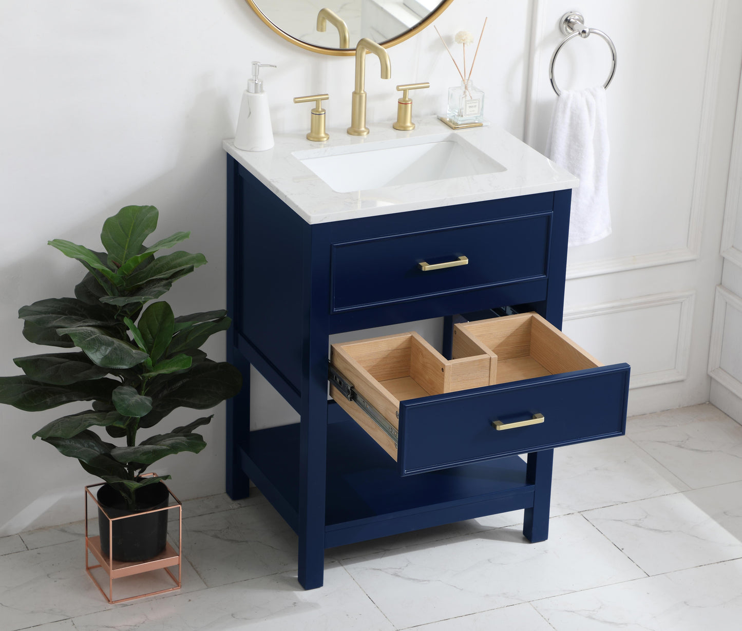 24 inch Single Bathroom Vanity in Blue - BC2102434BL