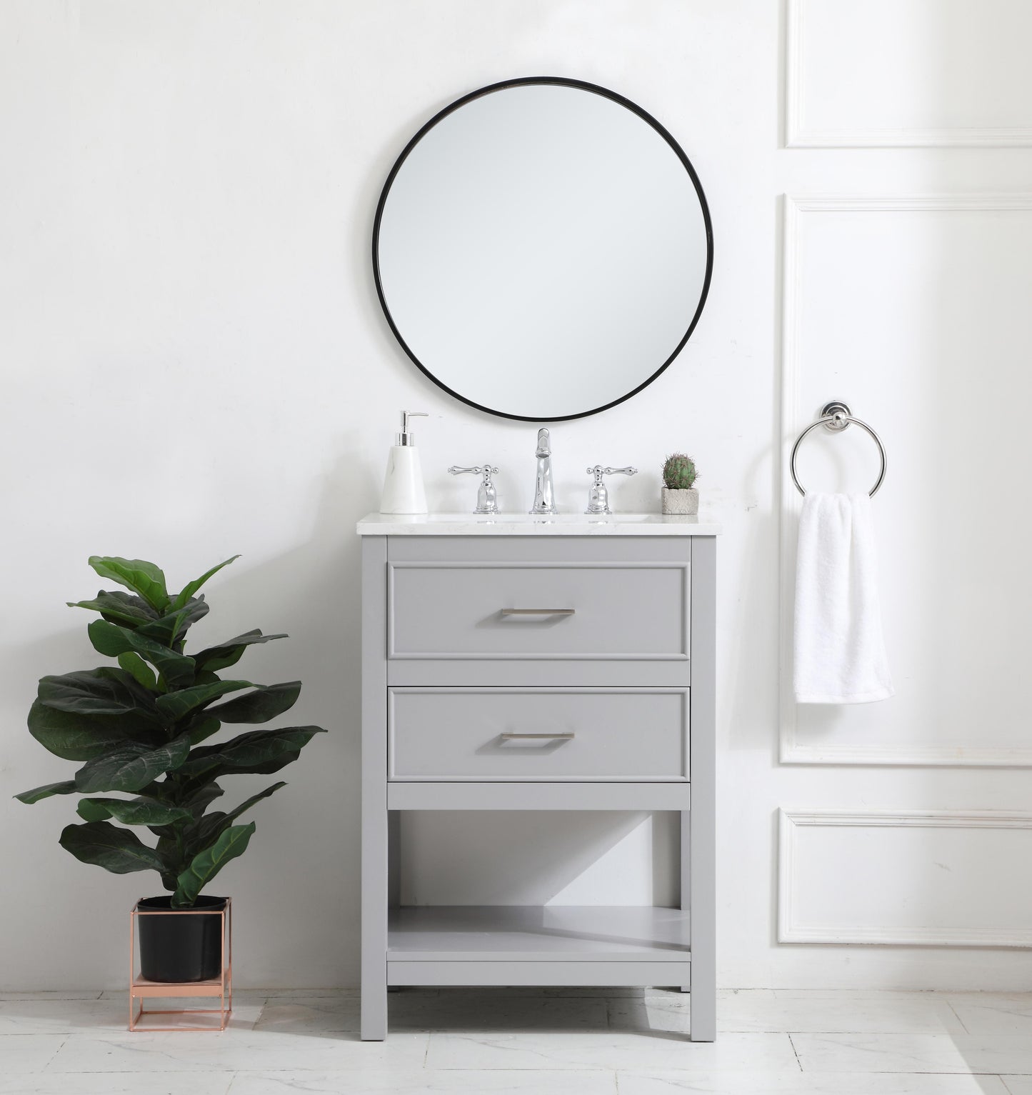 24 inch Single Bathroom Vanity in Grey - BC2102434GR