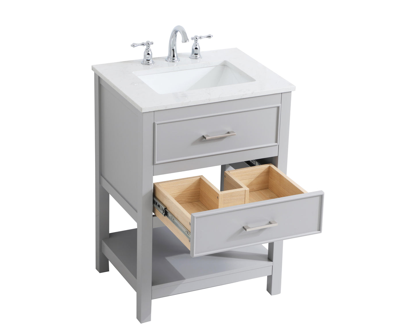 24 inch Single Bathroom Vanity in Grey - BC2102434GR