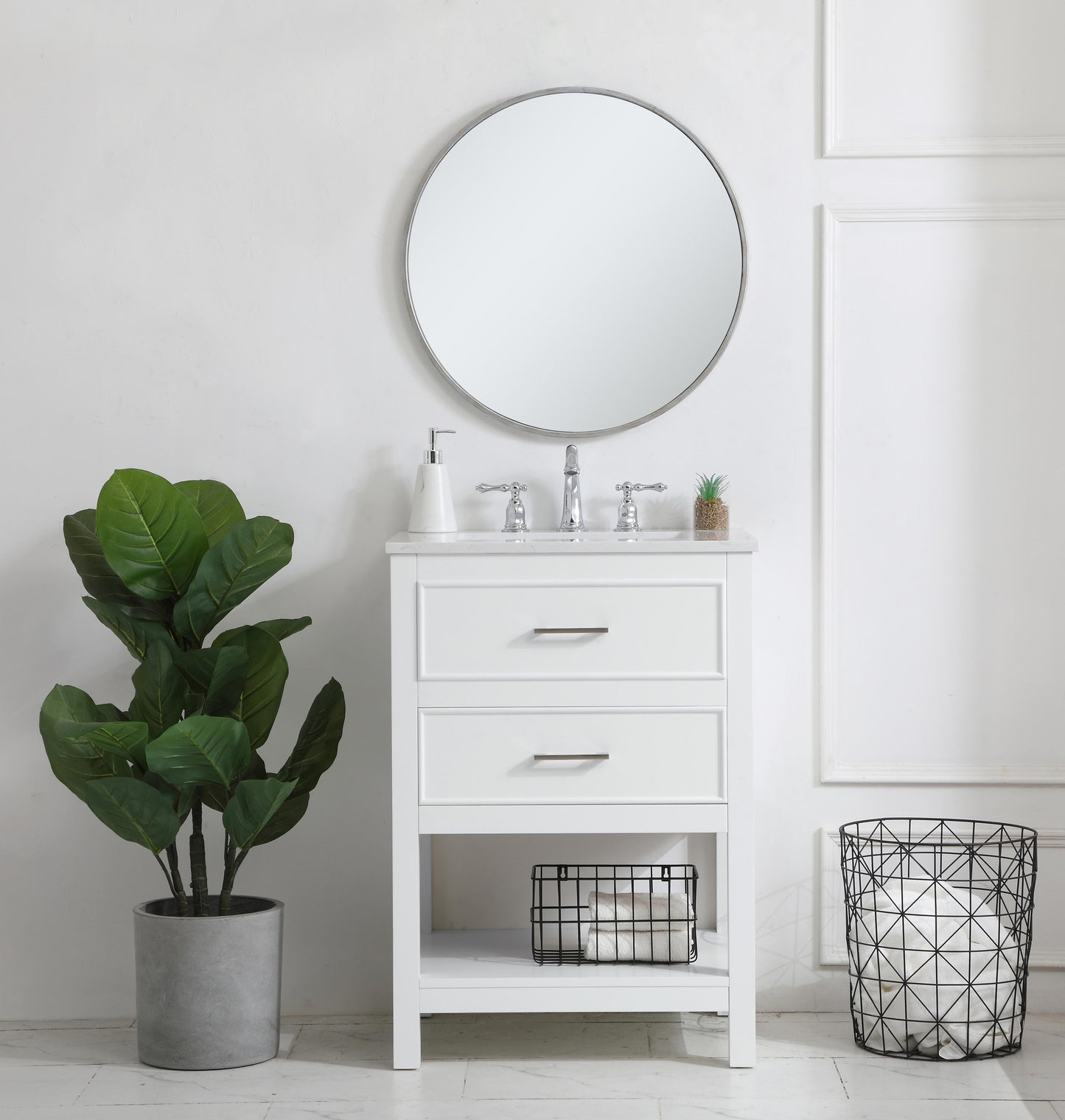 24 inch Single Bathroom Vanity in White - BC2102434WH