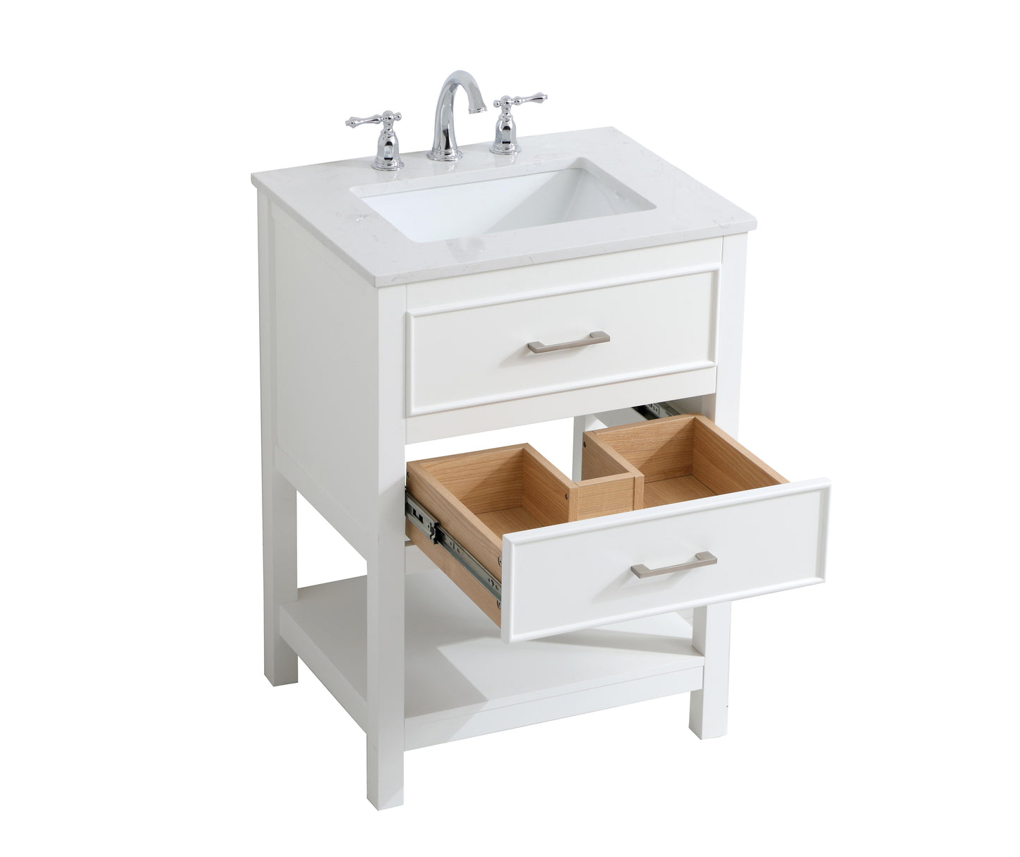 24 inch Single Bathroom Vanity in White - BC2102434WH