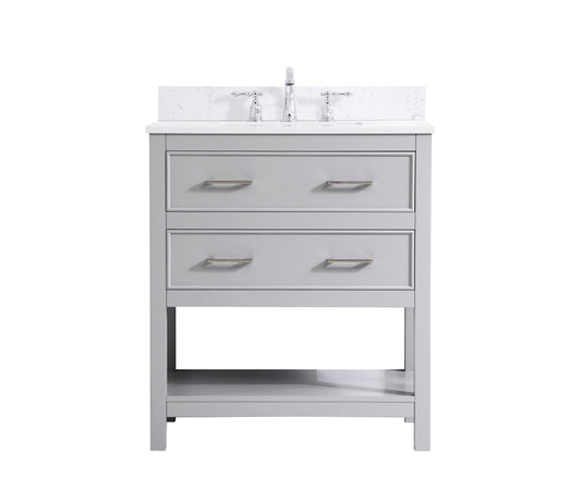 30 inch Single Bathroom Vanity in Grey with Backsplash - BC2103034GR-BS