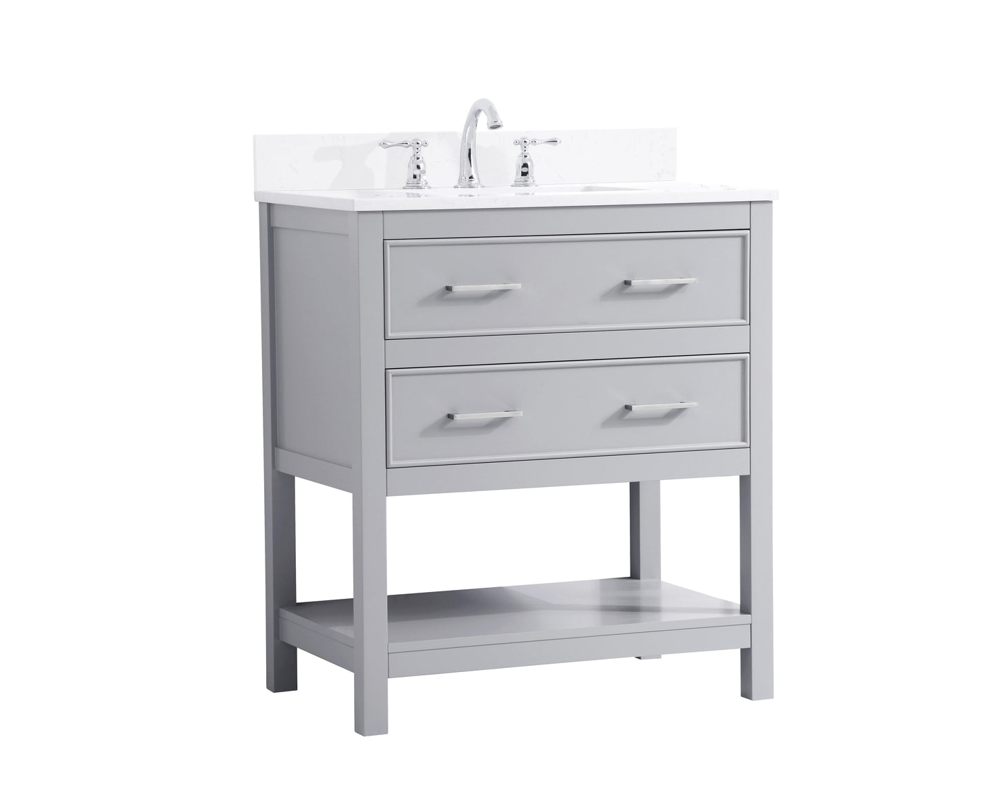 30 inch Single Bathroom Vanity in Grey with Backsplash - BC2103034GR-BS