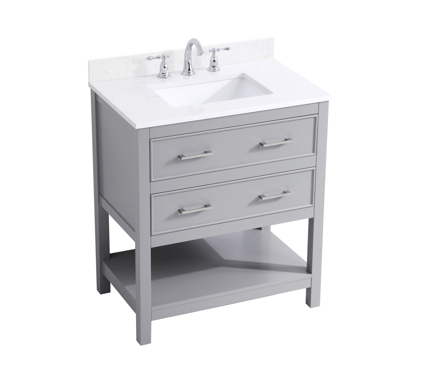 30 inch Single Bathroom Vanity in Grey with Backsplash - BC2103034GR-BS