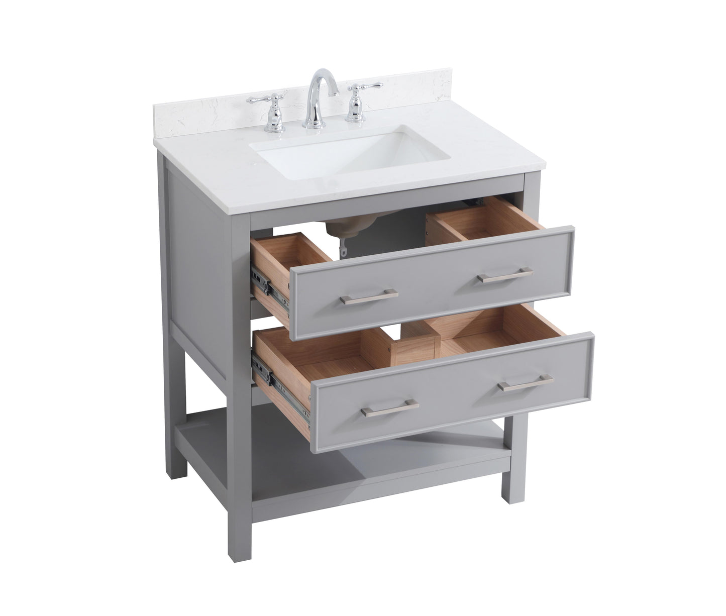 30 inch Single Bathroom Vanity in Grey with Backsplash - BC2103034GR-BS