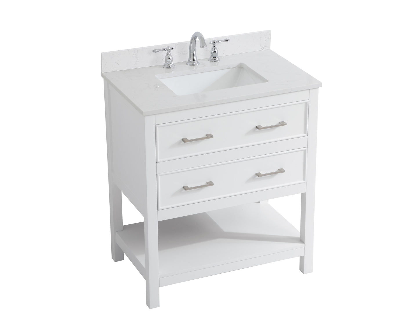 30 inch Single Bathroom Vanity in White with Backsplash - BC2103034WH-BS