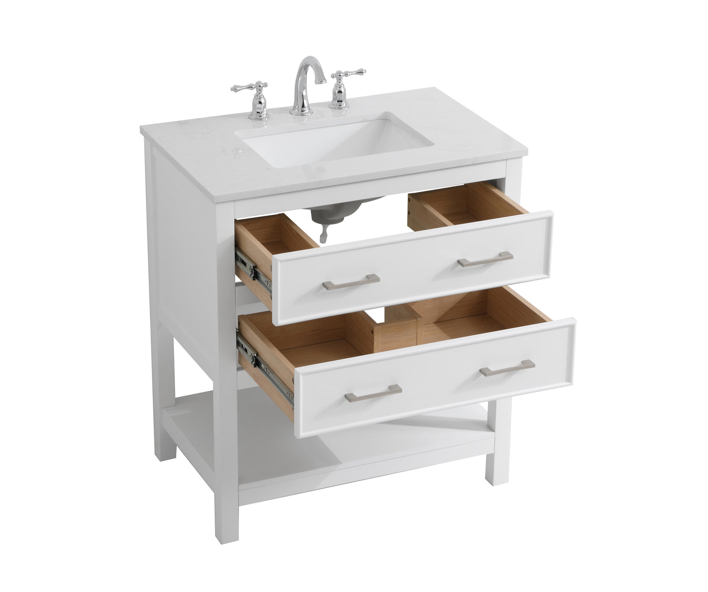 30 inch Single Bathroom Vanity in White - BC2103034WH