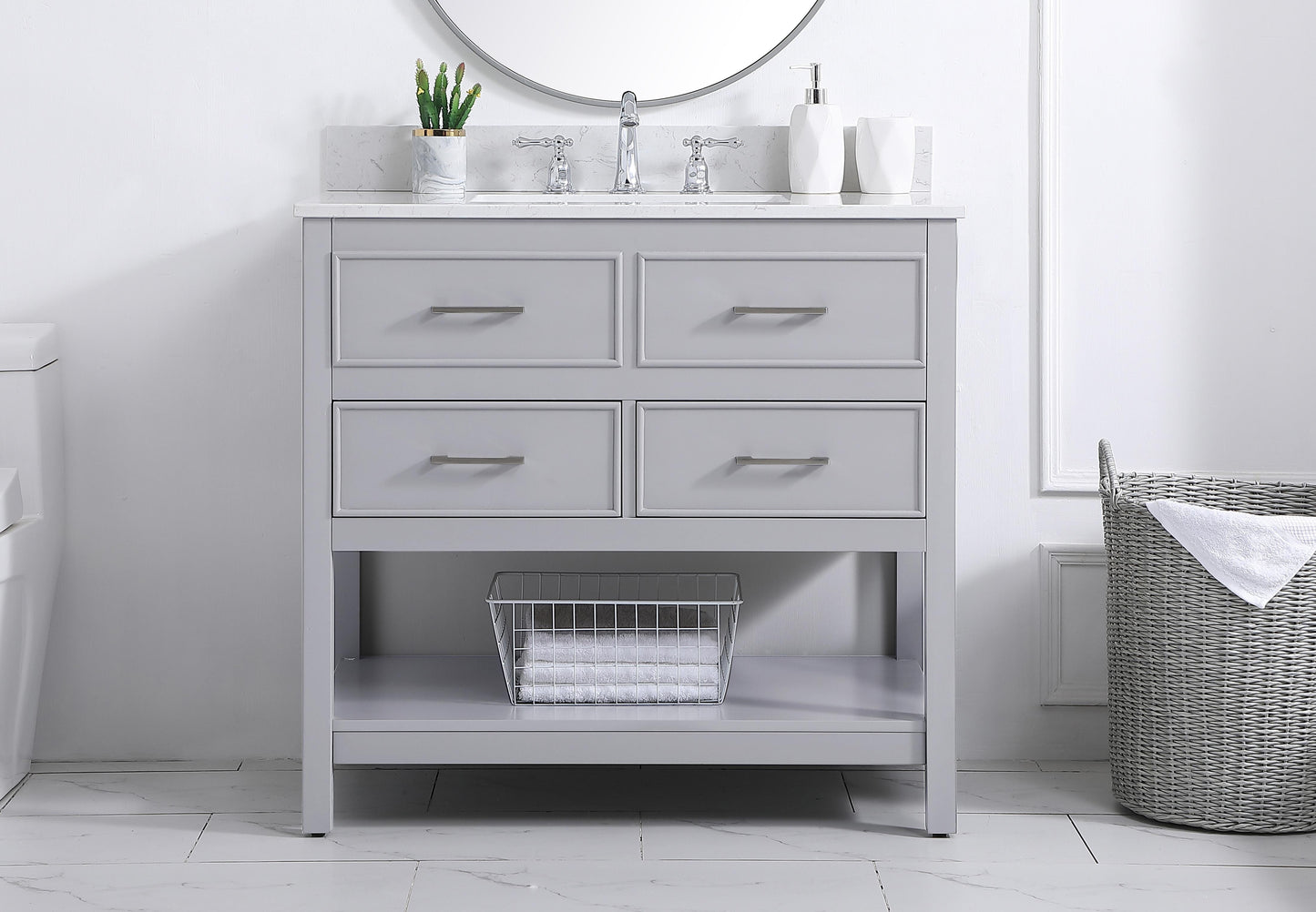 36 inch Single Bathroom Vanity in Gray with backsplash - BC2103634GR-BS